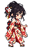 毬を蹴る着物姿のけまり
